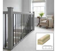 Tulipwood Handrail Contemporary 2.4M - Landing Drilled For 14mm Metal Spindles (Ideal For Painting) Traditional Products Ltd