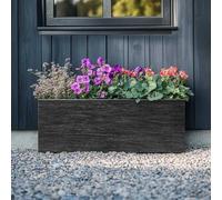 Tulipy 1.2m/1m/75cm/70cm Zinc Galvanised Trough Planter | No Assembly Needed | Lightweight (Antique Silver, L75cm x W32cm x H32cm)