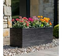 Tulipy 1.2m/1m/75cm/70cm Zinc Galvanised Trough Planter | No Assembly Needed | Lightweight (Antique Silver, L100cm x W40cm x H40cm)