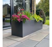 Tulipy 1.2m/1m/75cm/70cm Zinc Galvanised Trough Planter | No Assembly Needed | Lightweight (Matte Grey, L120cm x W40cm x H40cm)