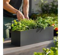 Tulipy 1.2m/1m/75cm/70cm Zinc Galvanised Trough Planter | No Assembly Needed | Lightweight (Matte Grey, L70cm x W24cm x H24cm)