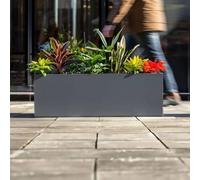 Tulipy 1.2m/1m/75cm/70cm Zinc Galvanised Trough Planter | No Assembly Needed | Lightweight (Matte Grey, L75cm x W32cm x H32cm)