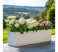 Tulipy 1.2m/1m/75cm/70cm Zinc Galvanised Trough Planter | No Assembly Needed | Lightweight (Matte White, L100cm x W40cm x H40cm)