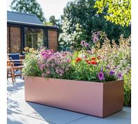Tulipy 1.2m/1m/75cm/70cm Zinc Galvanised Trough Planter | No Assembly Needed | Lightweight (Rose Gold, L75cm x W32cm x H32cm)