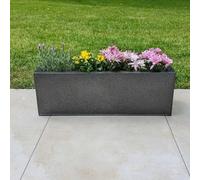 Tulipy 1.2m/1m/75cm/70cm Zinc Galvanised Trough Planter | No Assembly Needed | Lightweight (Silver & Black, L70cm x W24cm x H24cm)