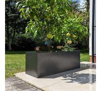 Tulipy 1.2m/1m/75cm/70cm Zinc Galvanised Trough Planter | No Assembly Needed | Lightweight (Silver & Black, L120cm x W40cm x H40cm)