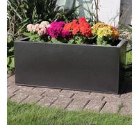 Tulipy 1.2m/1m/75cm/70cm Zinc Galvanised Trough Planter | No Assembly Needed | Lightweight (Silver & Black, L75cm x W32cm x H32cm)
