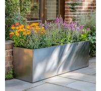 Tulipy 1.2m/1m/75cm/70cm Zinc Galvanised Trough Planter | No Assembly Needed | Lightweight (Silver, L75cm x W32cm x H32cm)