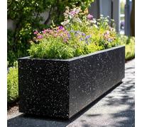 Tulipy 1.2m/1m/75cm/70cm Zinc Galvanised Trough Planter | No Assembly Needed | Lightweight (Textured Black Stone, L120cm x W40cm x H40cm)