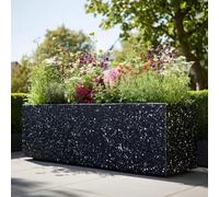 Tulipy 1.2m/1m/75cm/70cm Zinc Galvanised Trough Planter | No Assembly Needed | Lightweight (Textured Black Stone, L100cm x W40cm x H40cm)