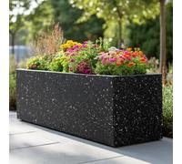 Tulipy 1.2m/1m/75cm/70cm Zinc Galvanised Trough Planter | No Assembly Needed | Lightweight (Textured Black Stone, L75cm x W32cm x H32cm)