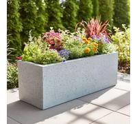 Tulipy 1.2m/1m/75cm/70cm Zinc Galvanised Trough Planter | No Assembly Needed | Lightweight (Textured Grey Stone, L100cm x W40cm x H40cm)