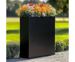 Tulipy 1.2m/1m/90cm/80cm Zinc Galvanised Long Tall Trough Planter with Insert | No Assembly Needed | Lightweight (Matte Black, L75cm x W25cm x H90cm)