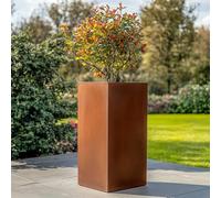 Tulipy 100cm/75cm/50cm Corten Steel Tall Square Planter | Pre Rusted | Flatpacked | Easy To Assemble | No Fixings Needed (L32cm x W32cm x H75cm)