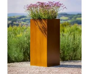 Tulipy 100cm/75cm/50cm Corten Steel Tall Square Planter | Pre Rusted | Flatpacked | Easy To Assemble | No Fixings Needed (L40cm x W40cm x H100cm)