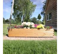 Tulipy 2m/1.8m/1.4m/1.2m/1m/90cm/70cm Pine Wood Trough Planter with Feet | 4 Colours | Premium Construction | Weather Resistant | Flatpacked | Easy To Assemble (Natural, L200cm x W42cm x H38cm)