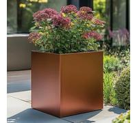 Tulipy 60cm/50cm/40cm/30cm Zinc Galvanised Square Planter | No Assembly Needed | Lightweight (Copper, L50cm x W50cm x H50cm)