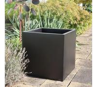 Tulipy 60cm/50cm/40cm/30cm Zinc Galvanised Square Planter | No Assembly Needed | Lightweight (Matte Black, L50cm x W50cm x H50cm)