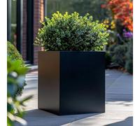 Tulipy 60cm/50cm/40cm/30cm Zinc Galvanised Square Planter | No Assembly Needed | Lightweight (Matte Black, L40cm x W40cm x H40cm)