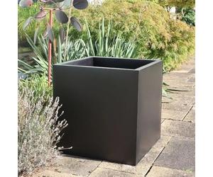 Tulipy 60cm/50cm/40cm/30cm Zinc Galvanised Square Planter | No Assembly Needed | Lightweight (Matte Black, L50cm x W50cm x H50cm)