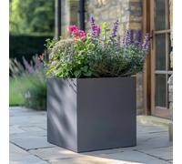 Tulipy 60cm/50cm/40cm/30cm Zinc Galvanised Square Planter | No Assembly Needed | Lightweight (Matte Grey, L60cm x W60cm x H60cm)
