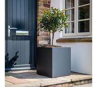 Tulipy 60cm/50cm/40cm/30cm Zinc Galvanised Square Planter | No Assembly Needed | Lightweight (Matte Grey, L50cm x W50cm x H50cm)