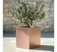 Tulipy 60cm/50cm/40cm/30cm Zinc Galvanised Square Planter | No Assembly Needed | Lightweight (Rose Gold, L50cm x W50cm x H50cm)
