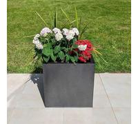 Tulipy 60cm/50cm/40cm/30cm Zinc Galvanised Square Planter | No Assembly Needed | Lightweight (Silver & Black, L60cm x W60cm x H60cm)