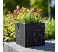 Tulipy 60cm/50cm/40cm/30cm Zinc Galvanised Square Planter | No Assembly Needed | Lightweight (Textured Black Stone, L30cm x W30cm x H30cm)