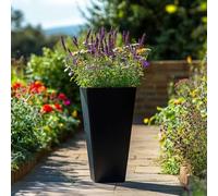 Tulipy 90cm/70cm Zinc Galvanised Tall Tapered Square Planter | No Assembly Needed | Lightweight (Matte Black, L40cm x W40cm x H90cm)