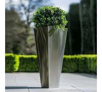 Tulipy 90cm/70cm Zinc Galvanised Tall Tapered Square Planter | No Assembly Needed | Lightweight (Silver, L40cm x W40cm x H90cm)