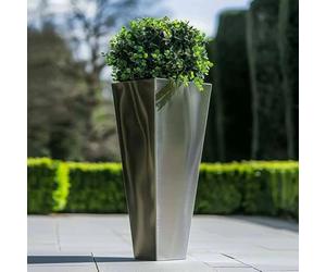 Tulipy 90cm/70cm Zinc Galvanised Tall Tapered Square Planter | No Assembly Needed | Lightweight (Silver, L40cm x W40cm x H90cm)