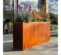 Tulipy 90cm/80cm Corten Steel Tall Trough Planter with Insert | Pre Rusted | Flatpacked | Easy To Assemble | No Fixings Needed (L80cm x W30cm x H60cm)