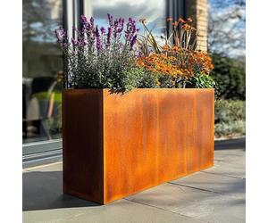 Tulipy 90cm/80cm Corten Steel Tall Trough Planter with Insert | Pre Rusted | Flatpacked | Easy To Assemble | No Fixings Needed (L80cm x W30cm x H60cm)