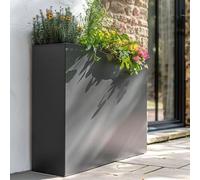 Tulipy Zinc Galvanised Long Tall Trough Planter | No Assembly Needed | Lightweight (Matte Grey, L80cm x W25cm x H60cm)