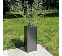 Tulipy Zinc Galvanised Tall Square Planter | No Assembly Needed | Lightweight (Silver & Black, L40cm x W40cm x H100cm)