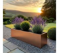 Tulipy Zinc Galvanised Trough Planter with Liner | No Assembly Needed | Lightweight (Copper, L100cm x W40cm x H40cm)