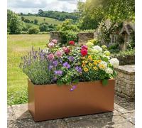 Tulipy Zinc Galvanised Trough Planter with Liner | No Assembly Needed | Lightweight (Copper, L75cm x W32cm x H32cm)