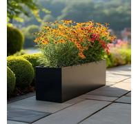 Tulipy Zinc Galvanised Trough Planter with Liner | No Assembly Needed | Lightweight (Matte Black, L75cm x W32cm x H32cm)