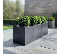 Tulipy Zinc Galvanised Trough Planter with Liner | No Assembly Needed | Lightweight (Matte Grey, L100cm x W40cm x H40cm)