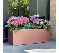 Tulipy Zinc Galvanised Trough Planter with Liner | No Assembly Needed | Lightweight (Rose Gold, L100cm x W40cm x H40cm)