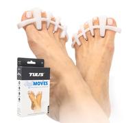 Tuli's Soft Moves Adjustable Toe Separators, Silicone Toe Spacers for Alignment, Bunions, Hammertoes, Plantar Fasciitis, Yoga, Morton’s Neuroma, and Foot Health, One Size Fits All, White