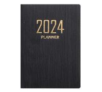 tulkdexi 2024 A7 Pocket Calendar English Planner, Faux Leather Hardcover 180 Pages Ink-Proof Paper Mini Journal Dairy Pocket Notebook Student Supplies Black