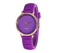 tulkdexi School Watch Student Quartz Round Dial Adjustable Silicone Strap Candy Color No Delay Time-Checking High Accuracy Lady Daily Purple