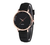 tulkdexi School Watch Student Quartz Round Dial Adjustable Silicone Strap Candy Color No Delay Time-Checking High Accuracy Lady Daily Black