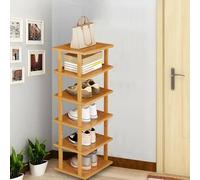 tulkdexi Tall Bamboo Shoe Rack Space Saving Narrow Shoe Rack Organizer, Shoe Racks Storage Wooden, Shoe Shelf Organizer for Bathroom Living Room Entryway Hallway and Cloakroom 6 Tier