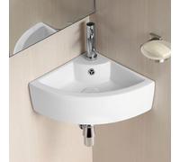 Tulla 465 x 325mm Cloakroom Small Quarter Circle Corner Wall Hung Basin Sink and Fittings