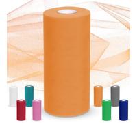 Tulle 30 cm x 92 m, tulle fabric wedding decoration, tulle fabric roll, tulle ribbon, organza fabric, tulle sold by the metre for DIY crafts, pom pom crafts, bows, party decoration, gifts (orange)