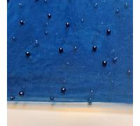 Tulle Beaded Pearl Lace Net Fabric Bridal Veil Wedding Backdrop Décor 58" - 150cm Wide Sold As 1 Meter Pre - Cut Lengths (Petrol Blue)