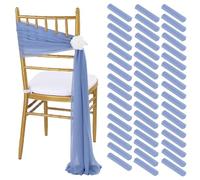 Tulle Chair Sashes 50 Packs Dusty Blue Chair Bows Ties 8ft Long Aisle Chair Cover Decorations Draping Sheer Fabric for Party Banquet